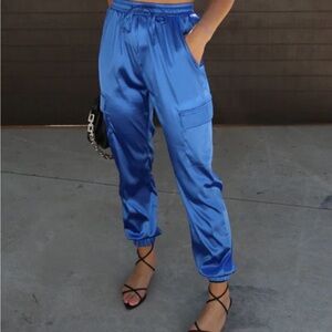 Vici Blue Satin Joggers